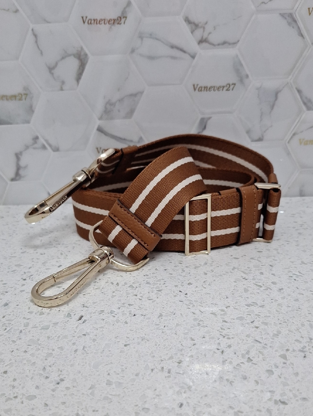 Kate Spade Canvas Replacement Strap For  Crossbody Bags Ginger White Stripe WIDE